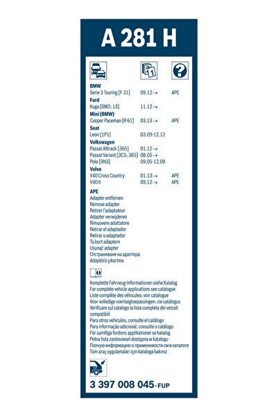 Bosch Lamela Stergator Seat Leon Vw Passat B6/Passat B7/Polo 4