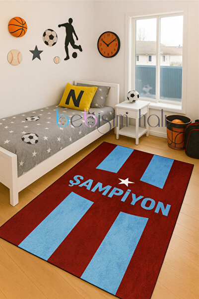 Bebişim Halı Taraftar Bordo Mavi Çocuk Odası Halısı