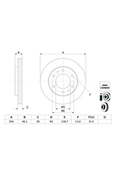 Bosch Disc Frana Fiat Fullback Pick-Up Mitsubishi L200 / Triton/L200 Platou /...
