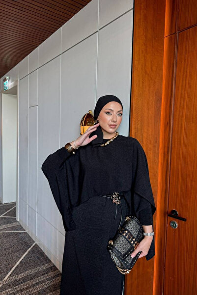 Love Fab Şal Model 2 Parça Kemerli Triko Tesettür Elbise