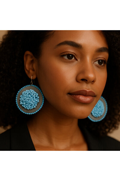 Amma Design Cercei handmade rotunzi, realizați din fetru, paiete și mărgele Toho