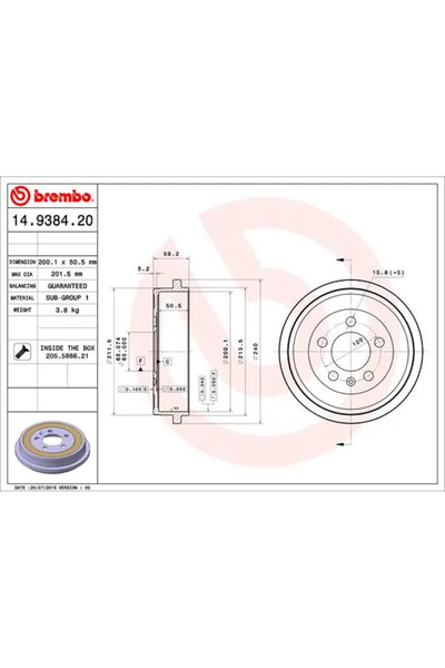 Brembo Tambur Frana Audi A2 Seat Cordoba/Ibiza 3/Ibiza 4