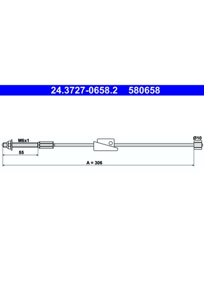 Ate Parking Brake Cable Ford Fiesta 5/Fiesta Sedan/Fusion Mazda 2