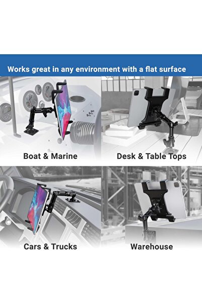 ARKON Heavy Duty Tablet Mount - Adjustable Arm with Drill Base for Cars, Dash...