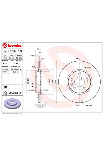 Brembo Set Discuri Frana Chevrolet Cruze/Orlando/Volt Chevrolet (Sgm) Cruze L...