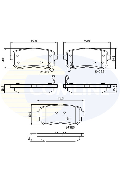Comline Комплект накладки за дискови спирачки Hyundai Accent 3/I20 1/I30 Kia ...