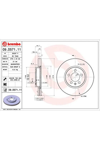 Brembo Disc Frana Audi A1 Seat Arona/Ibiza 5