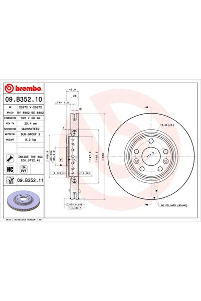 Brembo Disc Frana Renault Clio 4/Espace 5/Grand Scenic 3