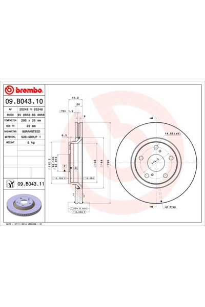 Brembo Set Discuri Frana Toyota Auris/Avensis/Verso 2008-2018