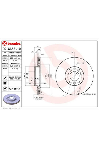 Brembo Set Discuri Frana Citroen C4 Grand Picasso 2/C4 Picasso 2 Peugeot 308 ...