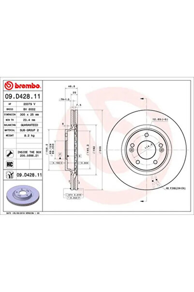 Brembo Disc Frana Hyundai Elantra 6 Limuzina/Kona/Sonata 7 Hyundai (Beijing) ...