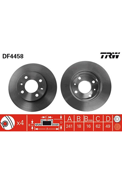 TRW Brake Disc Set Hyundai I10 1/I10 2 Kia Picanto 1/Picanto 2 2004-2021