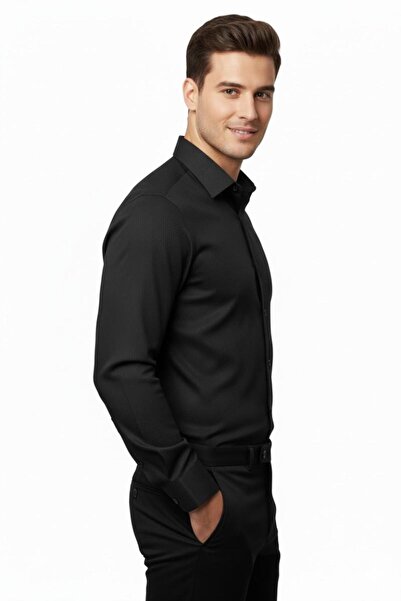 rasstmen Ανδρικό πουκάμισο με μακρύ μανίκι Silim Fit BGL-ST04868