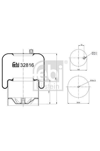 FEBI BILSTEIN Burduf, Suspensie Pneumatica Mercedes-benz Actros Mp2 / Mp3 200...