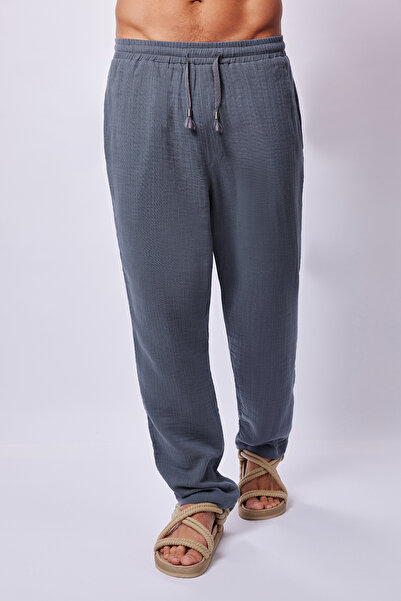 Dear Deer Gray Blue Bamboo Muslin Pants