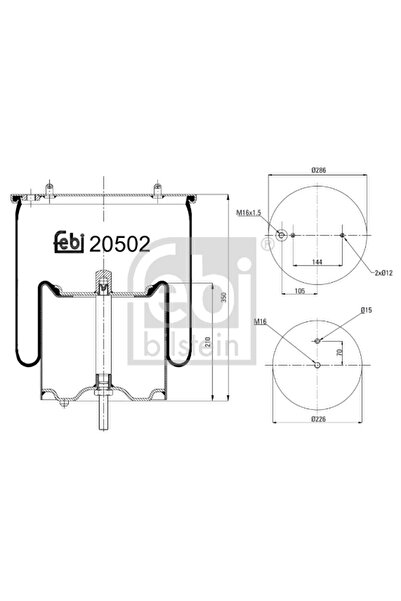 FEBI BILSTEIN Burduf Suspensie Pneumatica Axa Spate Dreapta Scania 3 - Series...