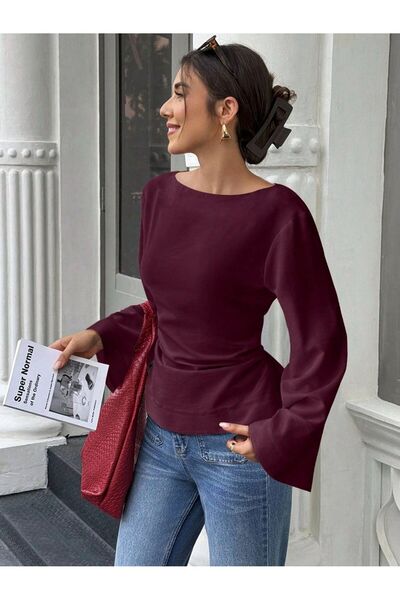 Tarz Cool Kadın Belden Bağlamalı İpli İspanyol Kol Bluz