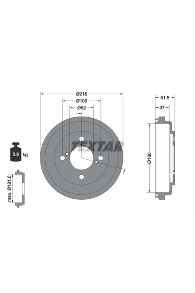 TEXTAR Tambur Frana Suzuki Ignis 3/Swift 5