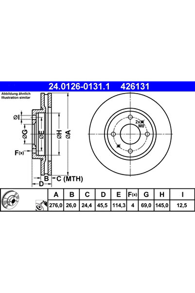 Ate Disc Frana Mitsubishi Galant 8/Lancer 7/Lancer Cargo Caroserie Inchisa/Combi