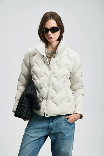 Lufian Desert Goose Feather Women's Ecru Coat 122120043