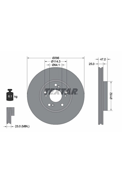 TEXTAR Спирачен диск Honda Accord 8