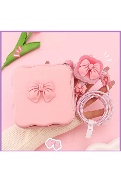 m.tk moveteck 18W/20W/25W Uyumlu Şarj Aleti Koruyucu Kılıfı - Taşıma Çantası Fiyonk Kalp Örme Aparatlı Toparlayıcı