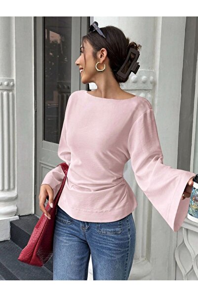 COOL TARZ Women's Tie Waist Drawstring Spanish Sleeve Blouse