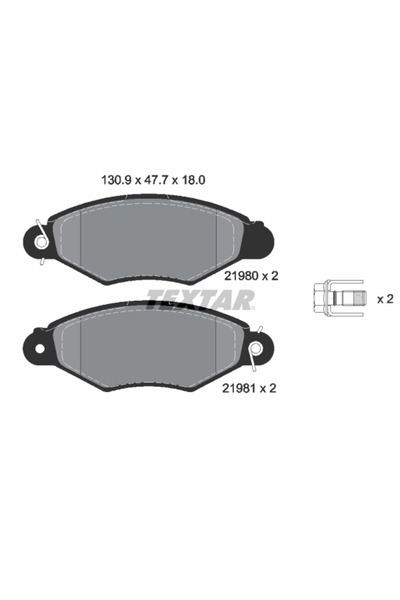 TEXTAR Комплект спирачни накладки за дискови спирачки Auverland A3 за лек авт...