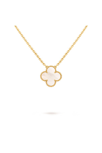 D&D Dora&Dora &  Vintage Alhambra Kolye ve Yonca Ucu, Beyaz 925 Ayar Gümüş