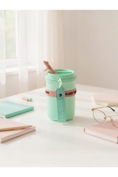 Shotay Strow Coffe Steel Mug 410 ml Green Color - Sht-St-8136