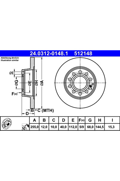 Ate Set Discuri Frana Audi A4 B6/A4 B7 2000-2013