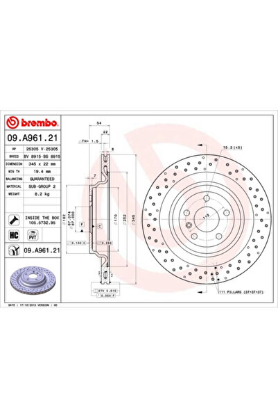 Brembo Дискови спирачки Brabus 35MR Mercedes-Benz Gl-Class/Gle/M-Class
