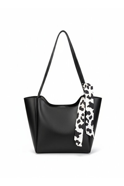 LAUGH BAG Büyük Boy Fular Aksesuarlı Sade Tote Çanta
