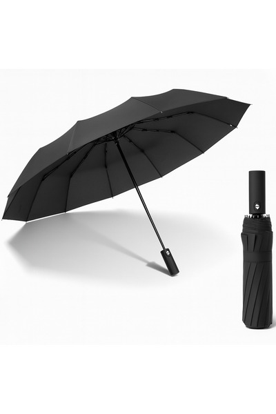 Toptancı Amca Rüzgarda Ters Dönebilen Kırılmayan 10 TELL TAM OTOMATİK SİYAH Ş...