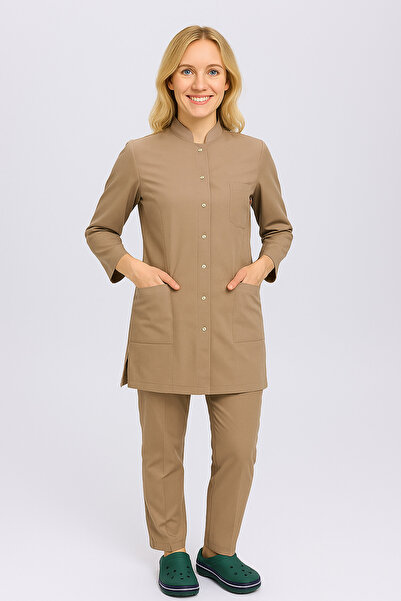 TIPTEKS Long Sleeve Suitable for Hijab Use Snap Fastener Scrubs Nurse Doctor Uniform