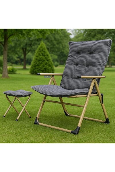 Unbranded/Generic Two-piece chair that can be used in several positions with a footrest. It can be used as a relaxation chair, for the garden, or for camping.
