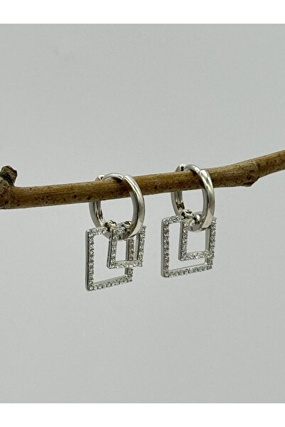 AUBRA Küpe Zirkon Taşlı Kare – Silver | 316L Çelik, Paslanmaz/Kararmaz