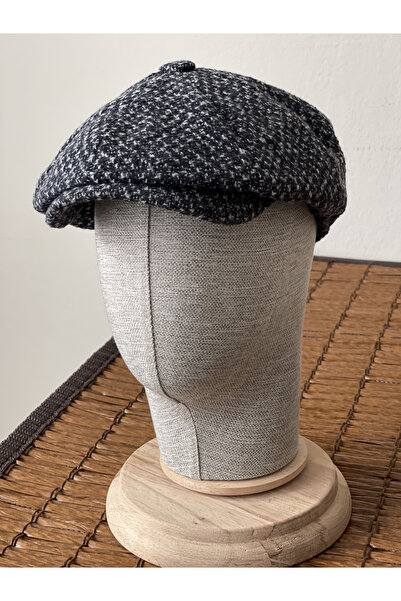 Rupen Kraft Χειμερινό ανδρικό καπέλο βρετανικού στυλ από γκρι μαλλί με καπέλο...