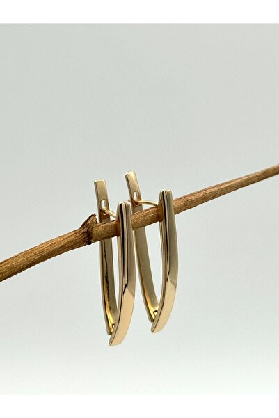 AUBRA أقراط عصرية بيضاوية طويلة – مطلية باللون الوردي