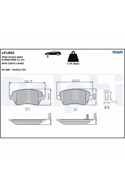 DELPHİ Brake Pad Set Disc Brake Honda Pilot Lotus Exige