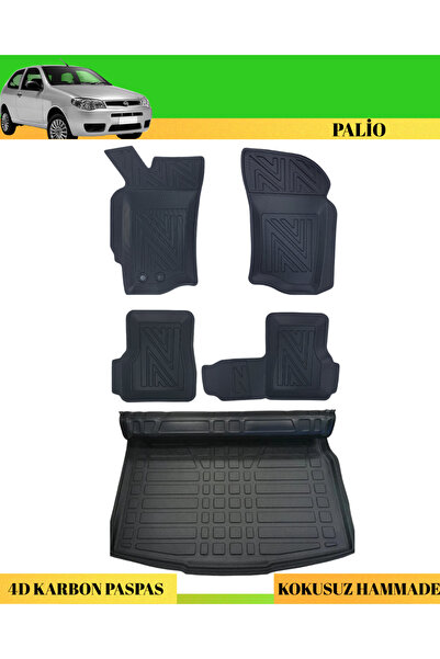 ACK Dizayn FİAT PALİO ARACA ÖZEL ÜRETİM 4D HAVUZLU KARBON PASPAS TAKIMI + 3D BAGAJ HAVUZU