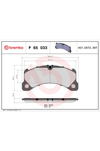 Brembo Комплект спирачни накладки за дискови спирачки Porsche Macan/Panamera