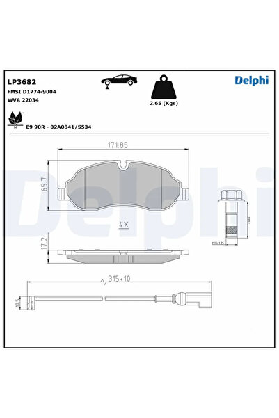 DELPHİ Комплект накладки за дискови спирачки Ford Tourneo Custom V362 Bus/Tra...
