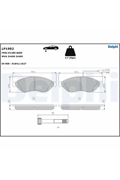 DELPHİ Комплект спирачни накладки за дискови спирачки Citroen Jumper 2 Bus/Ju...