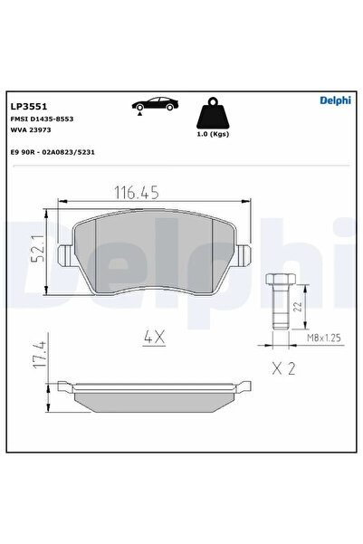 DELPHİ Set Placute Frana Frana Disc Dacia Duster/Logan Mcv/Logan Pick-Up Niss...