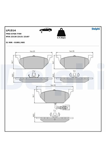 DELPHİ Brake Pad Set Disc Brake Audi A3 Seat Leon