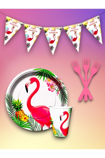 partylady مجموعة أدوات تقديم الطعام ذات الطابع الفلامنغو للاستخدام مرة واحدة ...