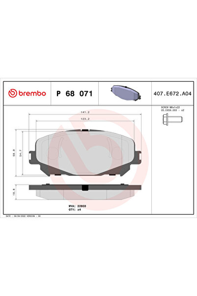 Brembo Set Placute Frana Frana Disc Renault Espace 5/Megane 4 Grandtour/Scenic 4