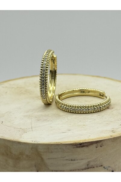 AUBRA Küpe Zirkon Sıra Taşlı Parlak – 14K Gold Kaplama | 316L Çelik