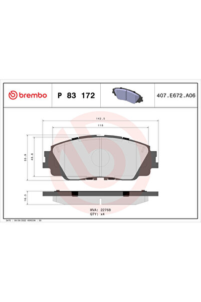 Brembo Set Placute Frana Frana Disc Daihatsu Altis Limuzina Lexus Es/Ux